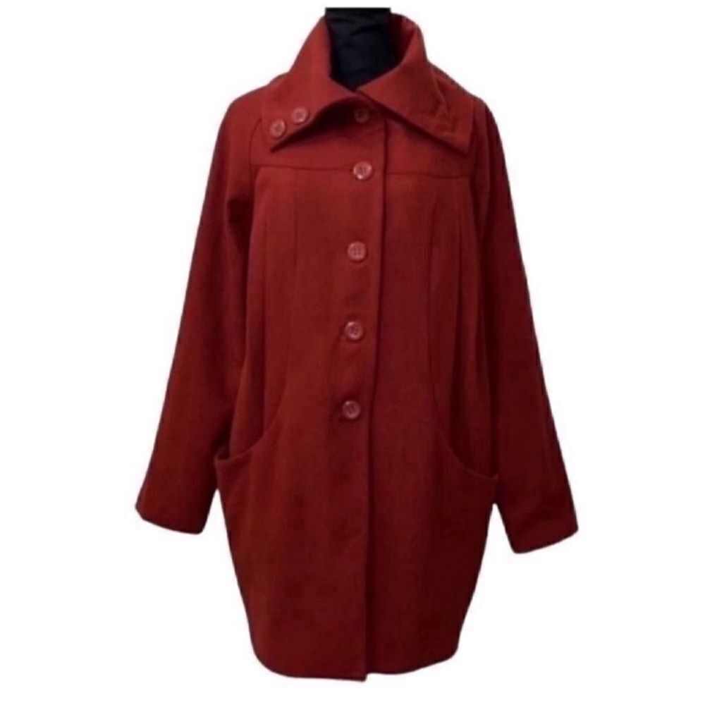 H&M Wool Blend Oversized Red/Plum jacket (Size 4) - Picture 7 of 9